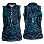 New Zealand Hammerhead Shark Women Sleeveless Polo Shirt Maori Haehae Mangopare Galaxy - Aussie Hoodie
