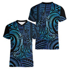 New Zealand Hammerhead Shark Women V-Neck T-Shirt Maori Haehae Mangopare Galaxy - Aussie Hoodie