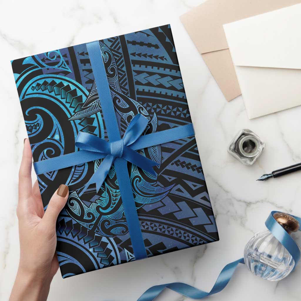 New Zealand Hammerhead Shark Wrapping Paper Maori Haehae Mangopare Galaxy - Aussie Hoodie