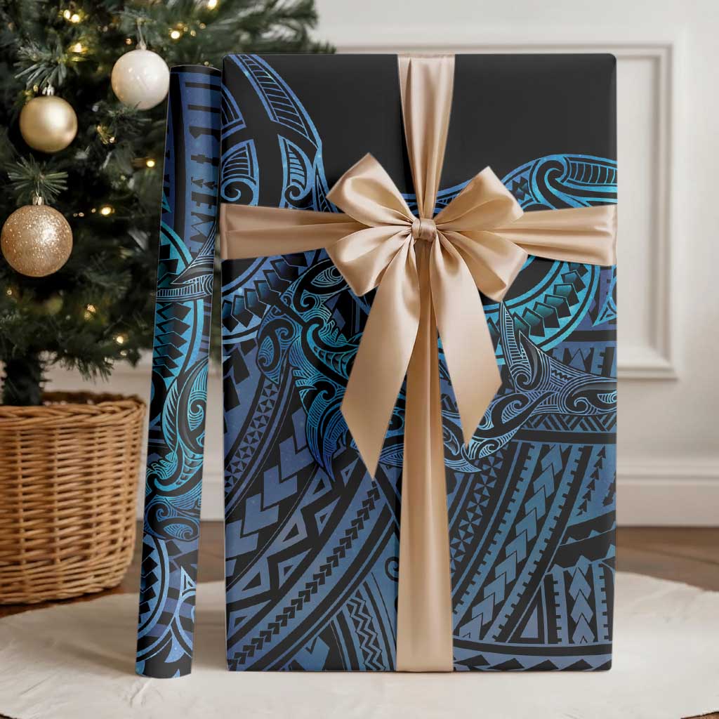 New Zealand Hammerhead Shark Wrapping Paper Maori Haehae Mangopare Galaxy - Aussie Hoodie