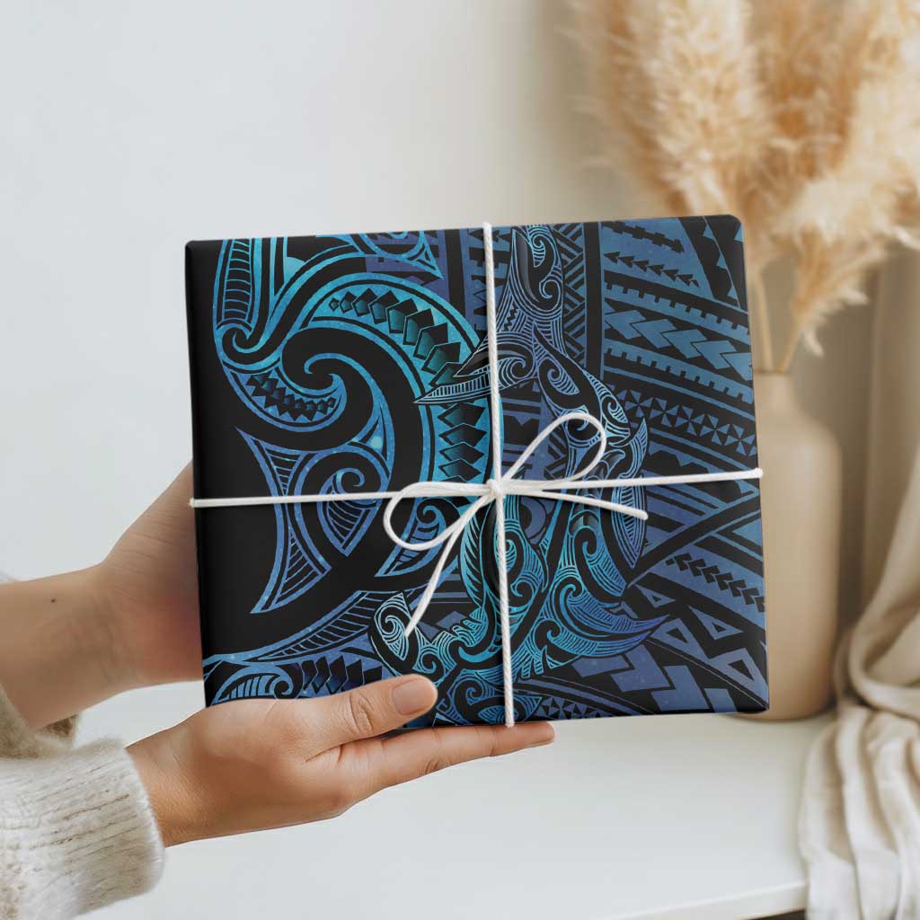 New Zealand Hammerhead Shark Wrapping Paper Maori Haehae Mangopare Galaxy - Aussie Hoodie