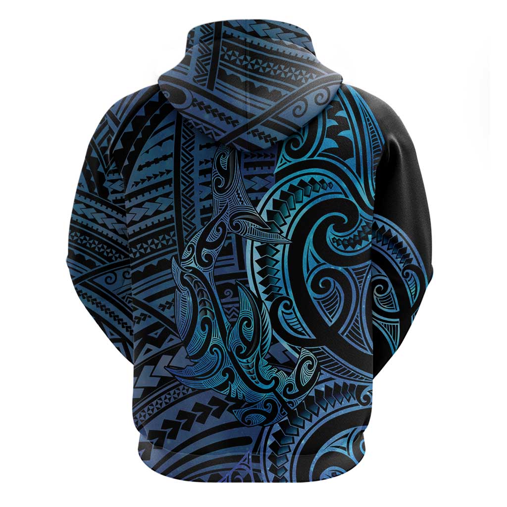 New Zealand Hammerhead Shark Zip Hoodie Maori Haehae Mangopare Galaxy - Aussie Hoodie