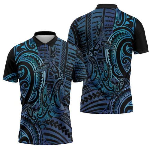 New Zealand Hammerhead Shark Zipper Polo Shirt Maori Haehae Mangopare Galaxy - Aussie Hoodie