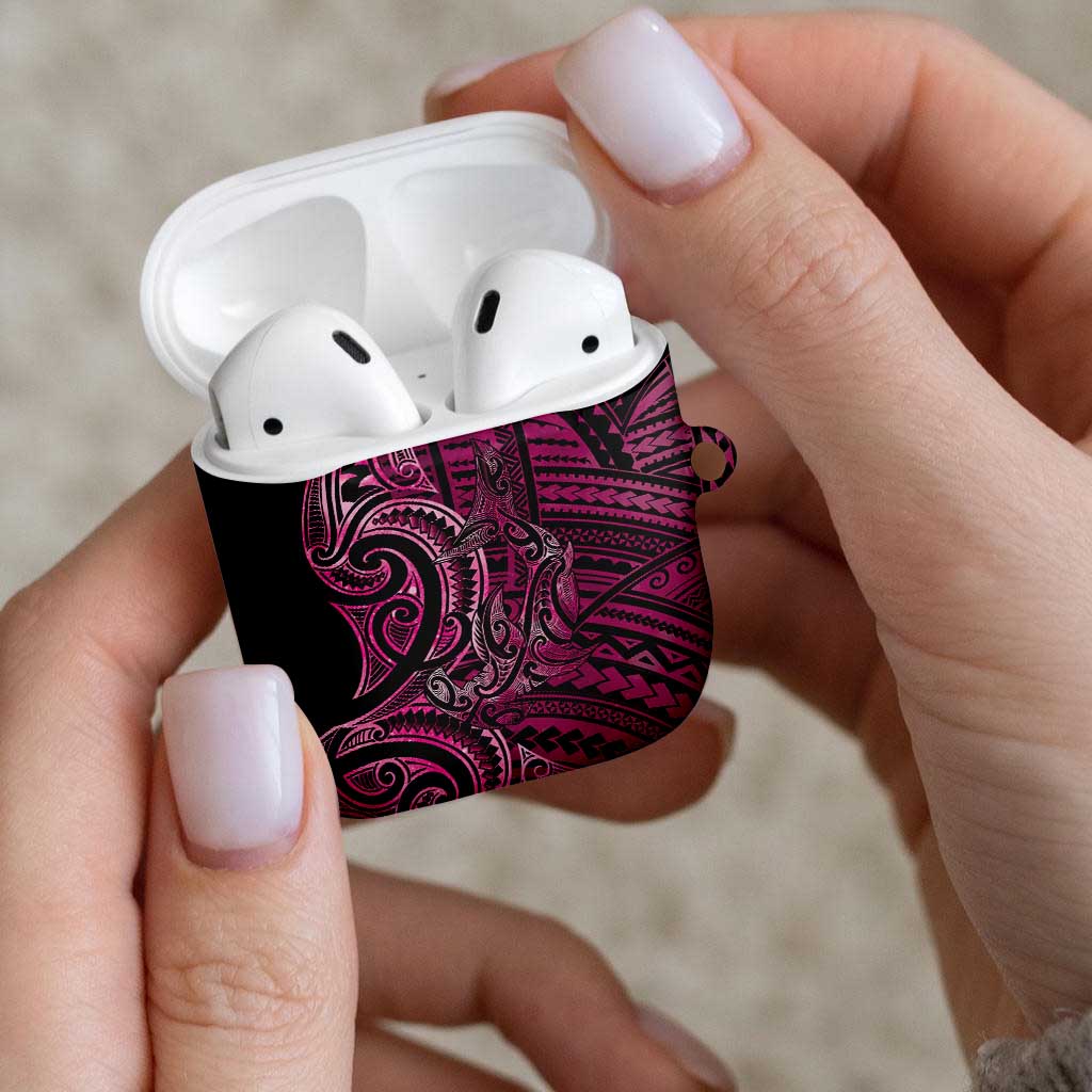 New Zealand Hammerhead Shark AirPods Case Maori Haehae Mangopare Pink - Aussie Hoodie