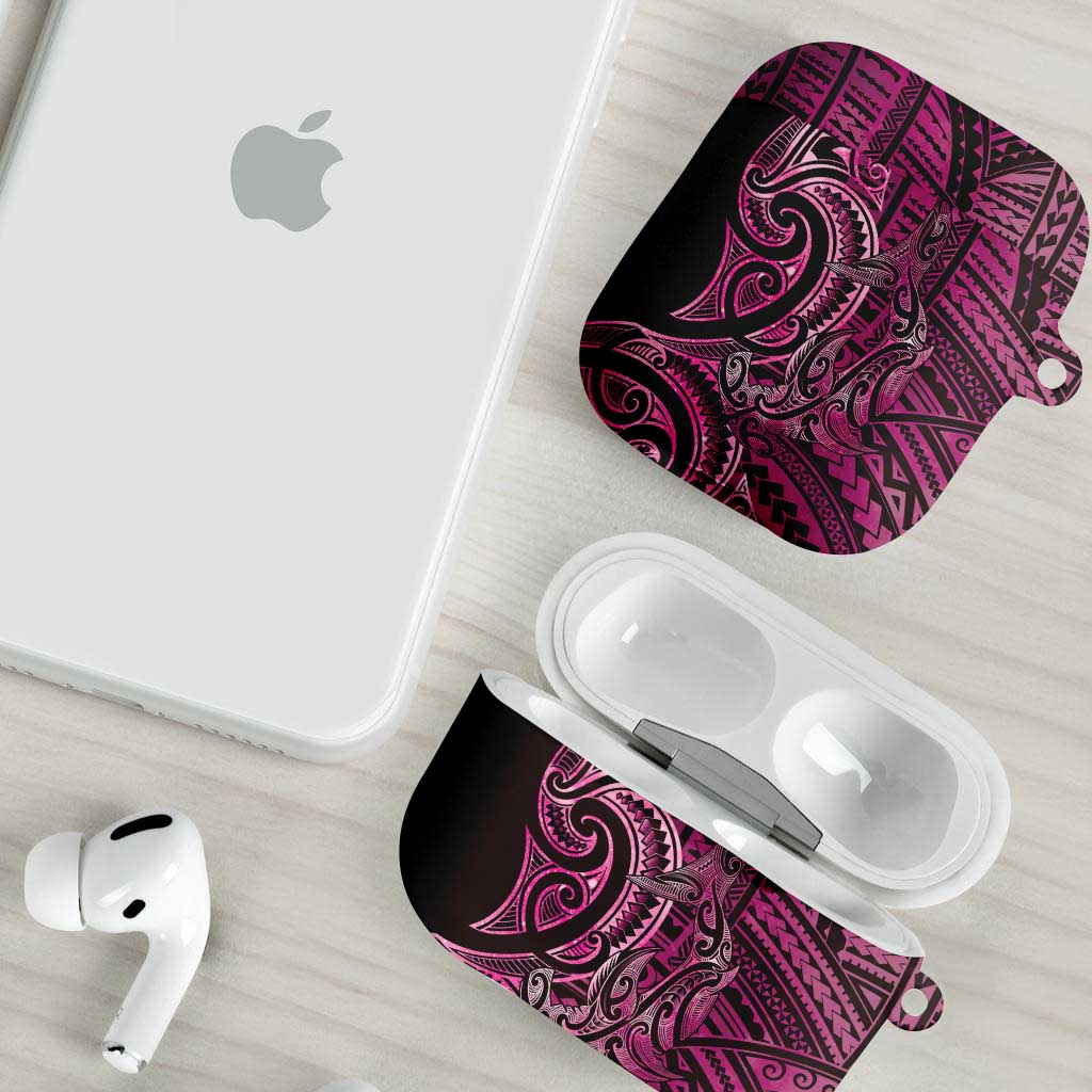New Zealand Hammerhead Shark AirPods Case Maori Haehae Mangopare Pink - Aussie Hoodie