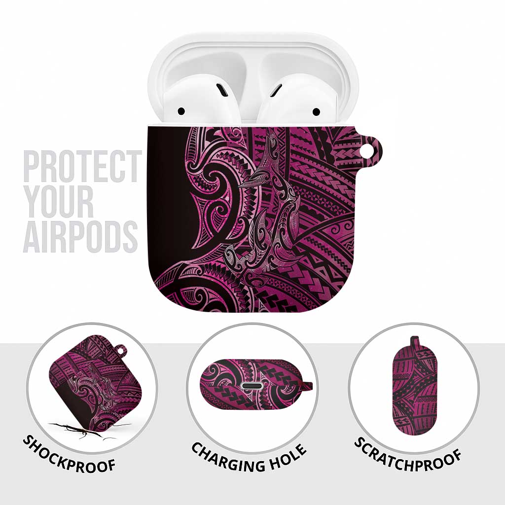 New Zealand Hammerhead Shark AirPods Case Maori Haehae Mangopare Pink - Aussie Hoodie