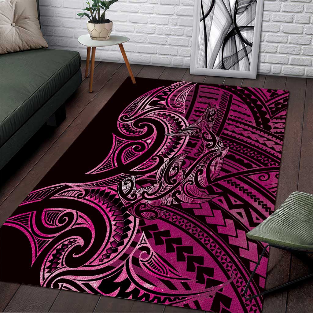 New Zealand Hammerhead Shark Area Rug Maori Haehae Mangopare Pink - Aussie Hoodie