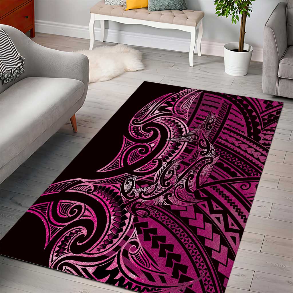 New Zealand Hammerhead Shark Area Rug Maori Haehae Mangopare Pink - Aussie Hoodie