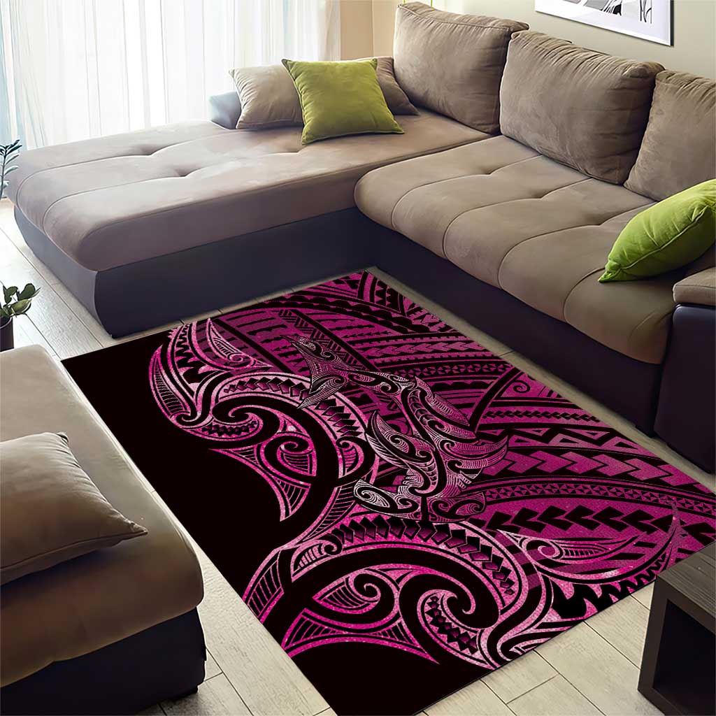 New Zealand Hammerhead Shark Area Rug Maori Haehae Mangopare Pink - Aussie Hoodie