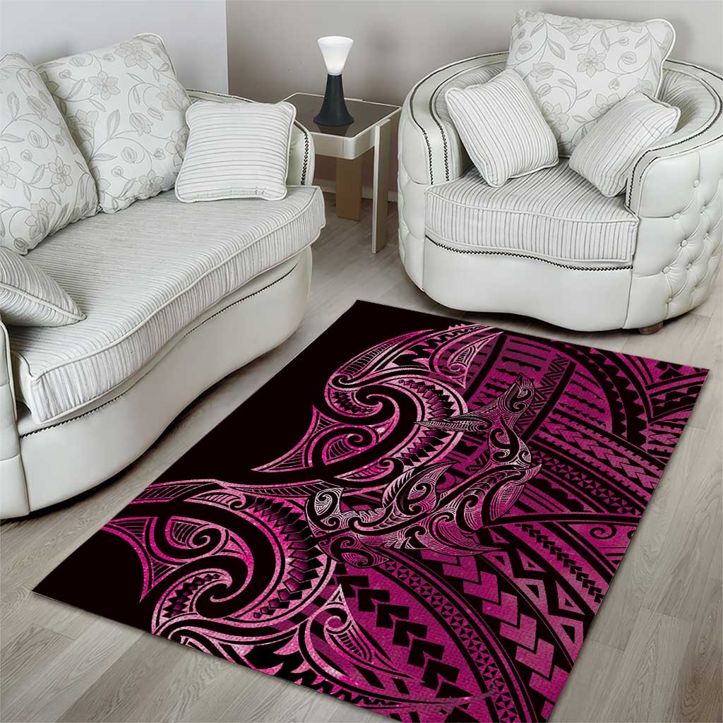 New Zealand Hammerhead Shark Area Rug Maori Haehae Mangopare Pink - Aussie Hoodie