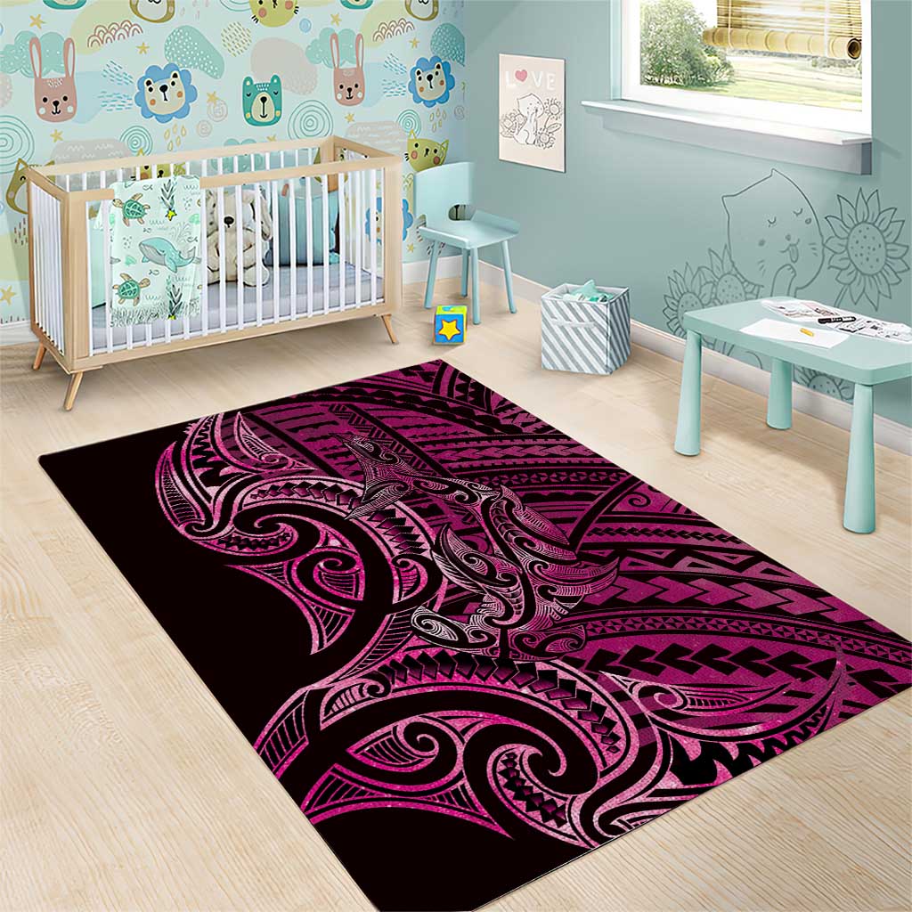 New Zealand Hammerhead Shark Area Rug Maori Haehae Mangopare Pink - Aussie Hoodie