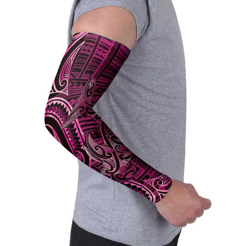 New Zealand Hammerhead Shark Arm Sleeves Maori Haehae Mangopare Pink - Aussie Hoodie