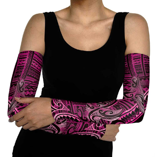 New Zealand Hammerhead Shark Arm Sleeves Maori Haehae Mangopare Pink - Aussie Hoodie