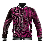 New Zealand Hammerhead Shark Baseball Jacket Maori Haehae Mangopare Pink - Aussie Hoodie