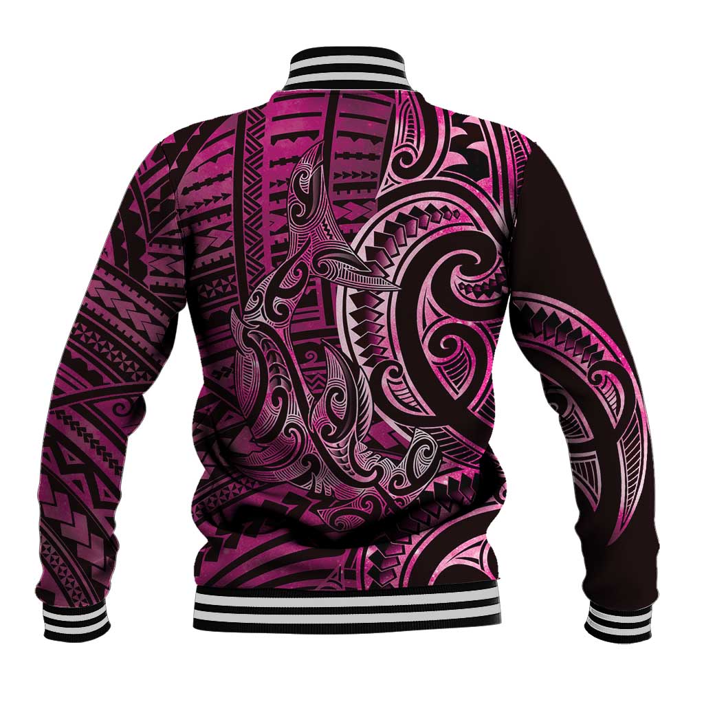 New Zealand Hammerhead Shark Baseball Jacket Maori Haehae Mangopare Pink - Aussie Hoodie