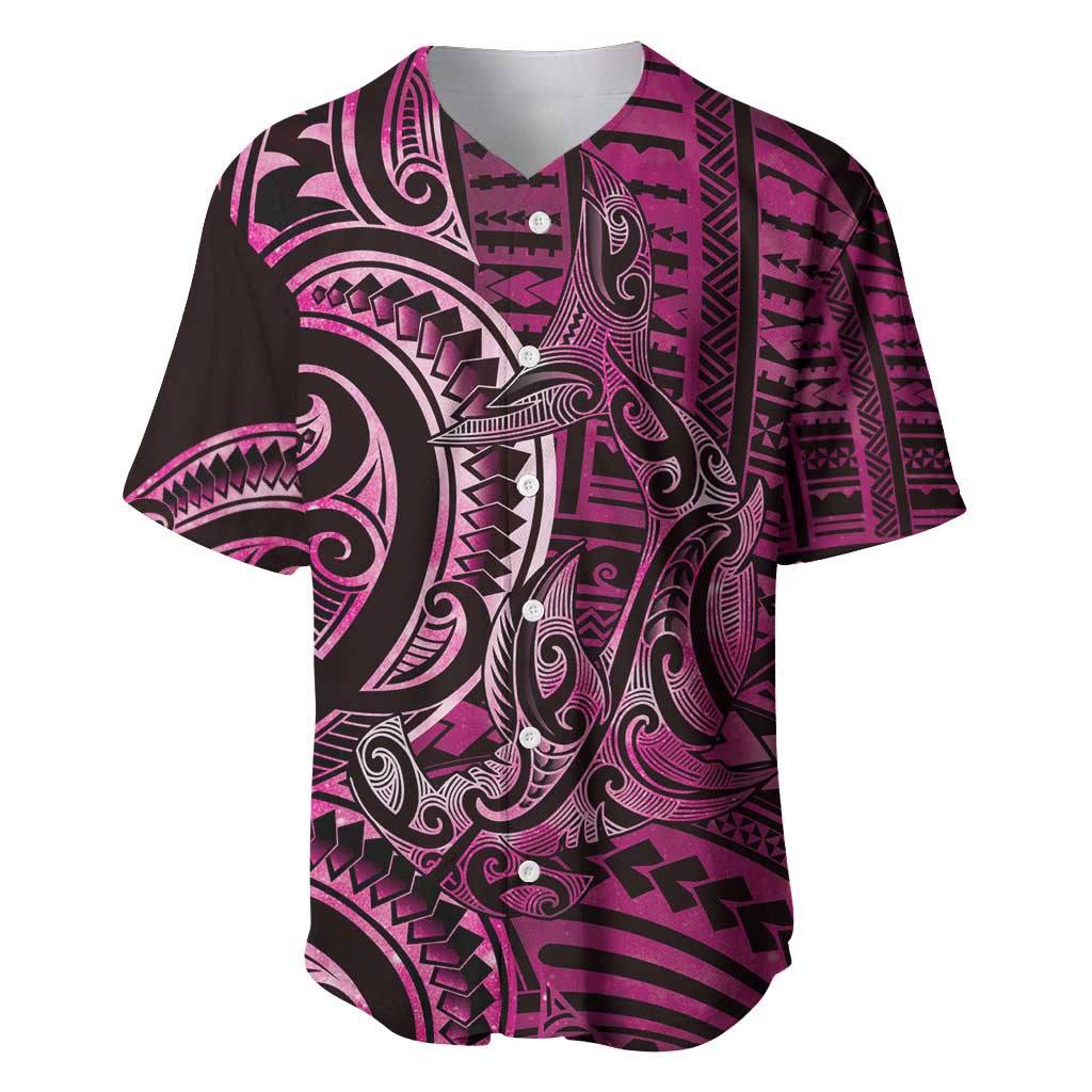 New Zealand Hammerhead Shark Baseball Jersey Maori Haehae Mangopare Pink - Aussie Hoodie