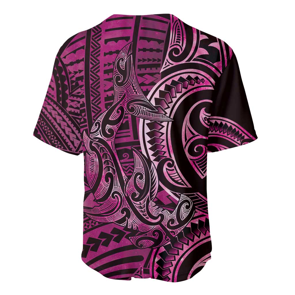 New Zealand Hammerhead Shark Baseball Jersey Maori Haehae Mangopare Pink - Aussie Hoodie