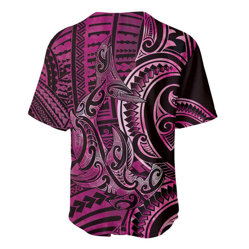 New Zealand Hammerhead Shark Baseball Jersey Maori Haehae Mangopare Pink - Aussie Hoodie