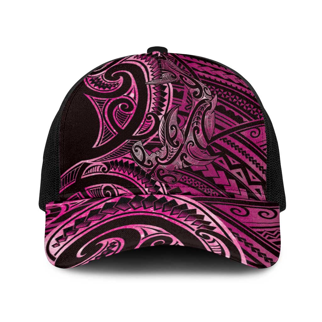 New Zealand Hammerhead Shark Baseball Net Cap Maori Haehae Mangopare Pink - Aussie Hoodie