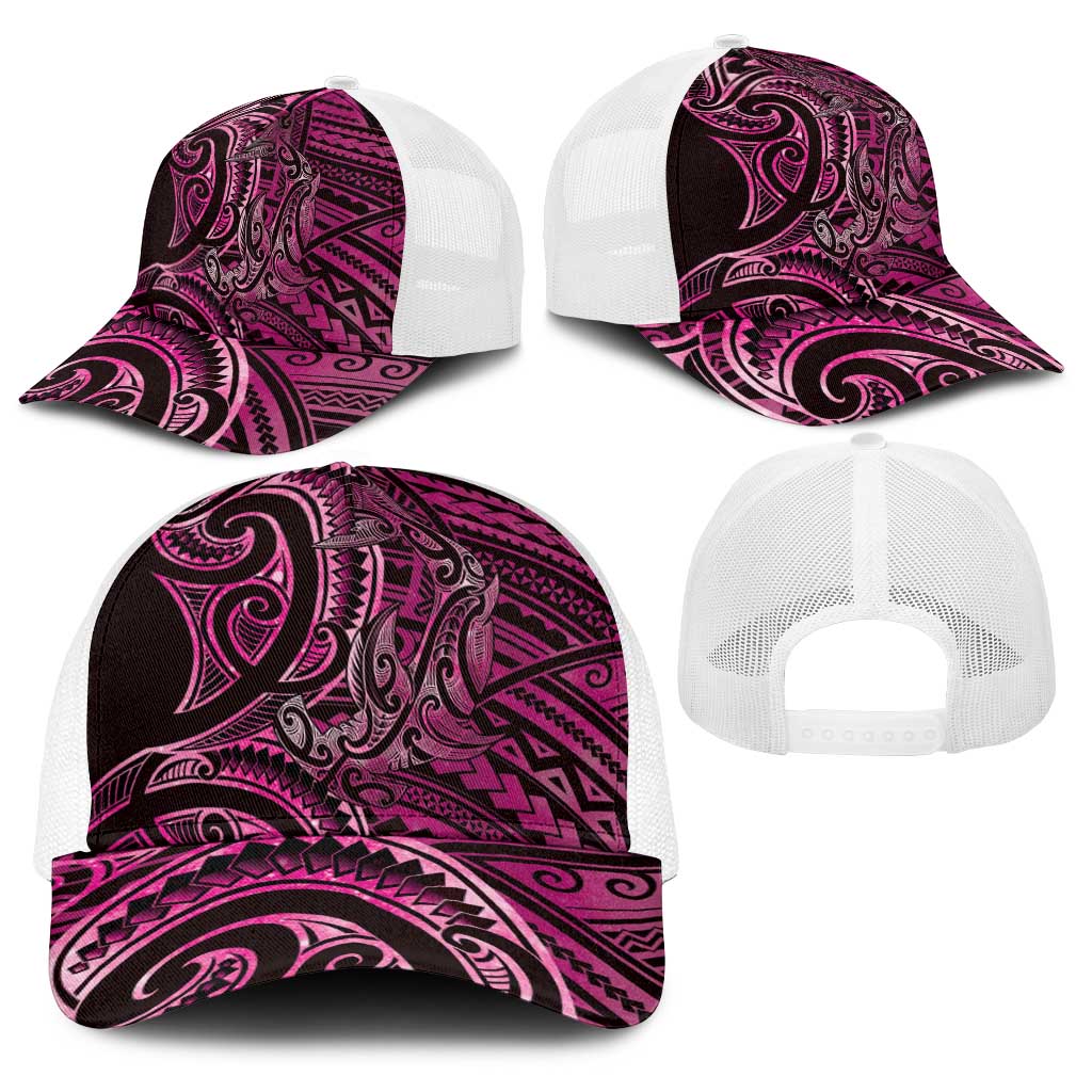 New Zealand Hammerhead Shark Baseball Net Cap Maori Haehae Mangopare Pink - Aussie Hoodie