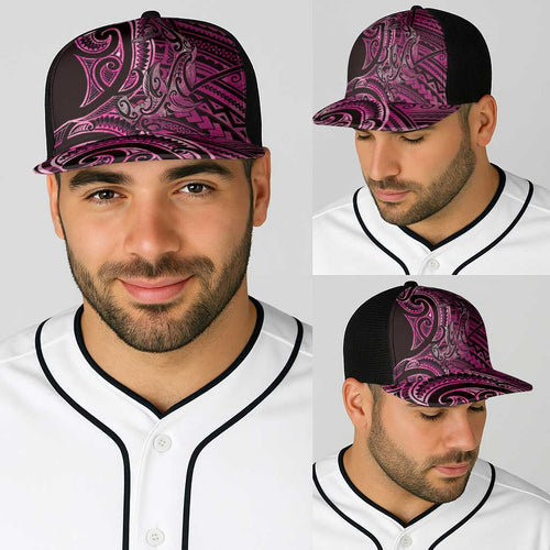 New Zealand Hammerhead Shark Baseball Net Cap Maori Haehae Mangopare Pink - Aussie Hoodie