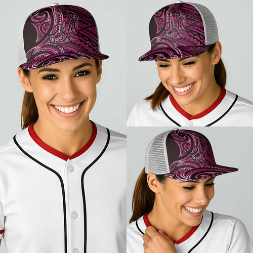 New Zealand Hammerhead Shark Baseball Net Cap Maori Haehae Mangopare Pink - Aussie Hoodie