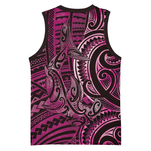 New Zealand Hammerhead Shark Basketball Jersey Maori Haehae Mangopare Pink - Aussie Hoodie