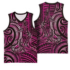 New Zealand Hammerhead Shark Basketball Jersey Maori Haehae Mangopare Pink - Aussie Hoodie