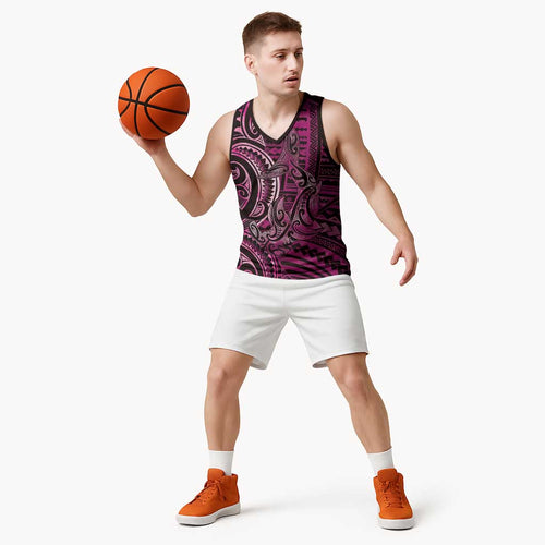 New Zealand Hammerhead Shark Basketball Jersey Maori Haehae Mangopare Pink - Aussie Hoodie