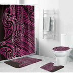 New Zealand Hammerhead Shark Bathroom Set Maori Haehae Mangopare Pink - Aussie Hoodie