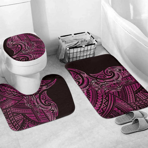 New Zealand Hammerhead Shark Bathroom Set Maori Haehae Mangopare Pink - Aussie Hoodie