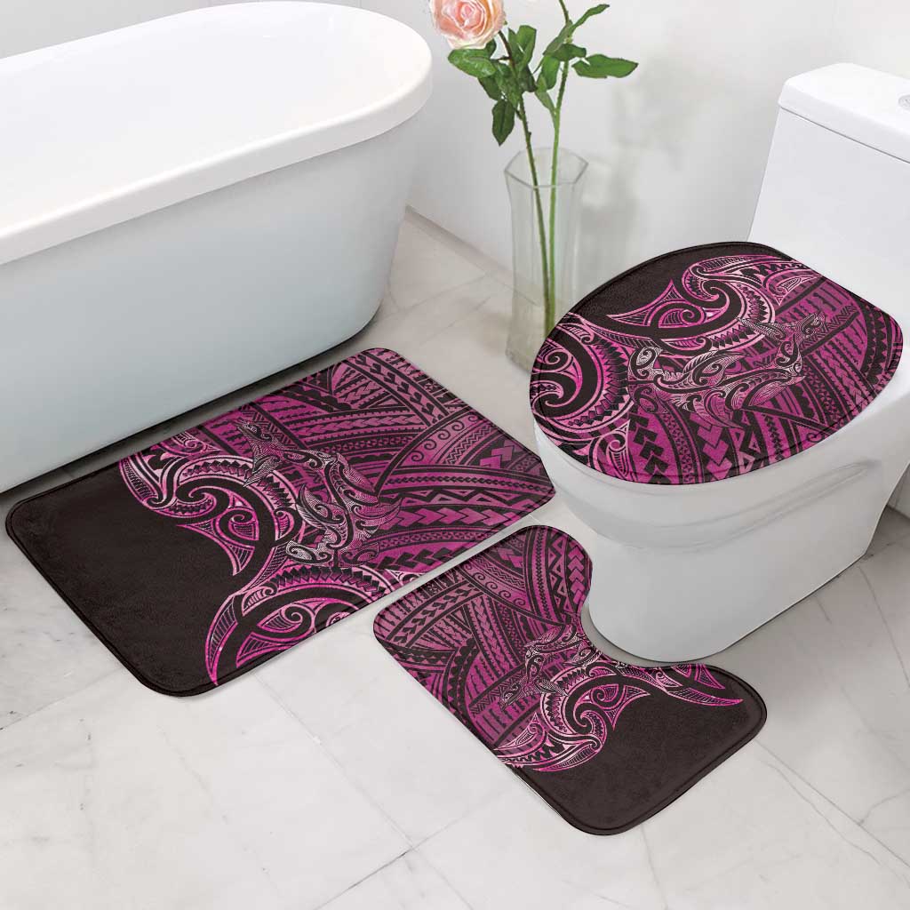 New Zealand Hammerhead Shark Bathroom Set Maori Haehae Mangopare Pink - Aussie Hoodie