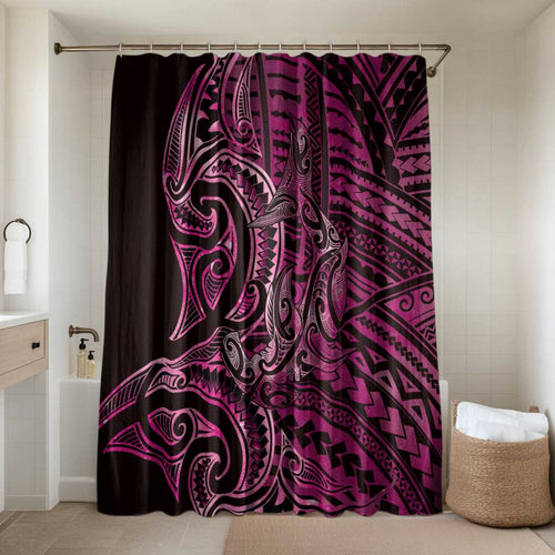 New Zealand Hammerhead Shark Bathroom Set Maori Haehae Mangopare Pink - Aussie Hoodie
