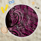 New Zealand Hammerhead Shark Beach Blanket Maori Haehae Mangopare Pink - Aussie Hoodie