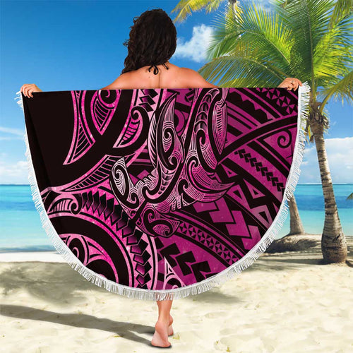 New Zealand Hammerhead Shark Beach Blanket Maori Haehae Mangopare Pink - Aussie Hoodie