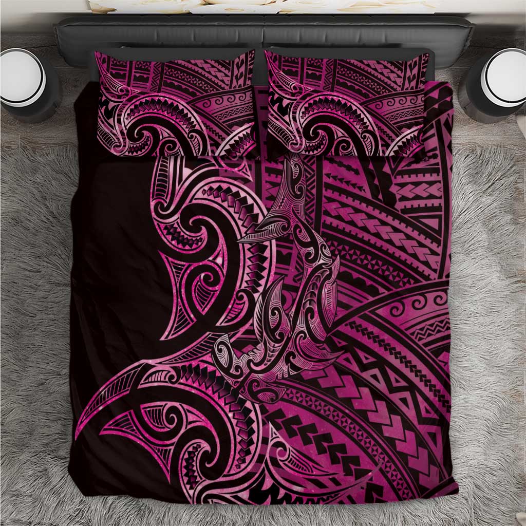New Zealand Hammerhead Shark Bedding Set Maori Haehae Mangopare Pink - Aussie Hoodie