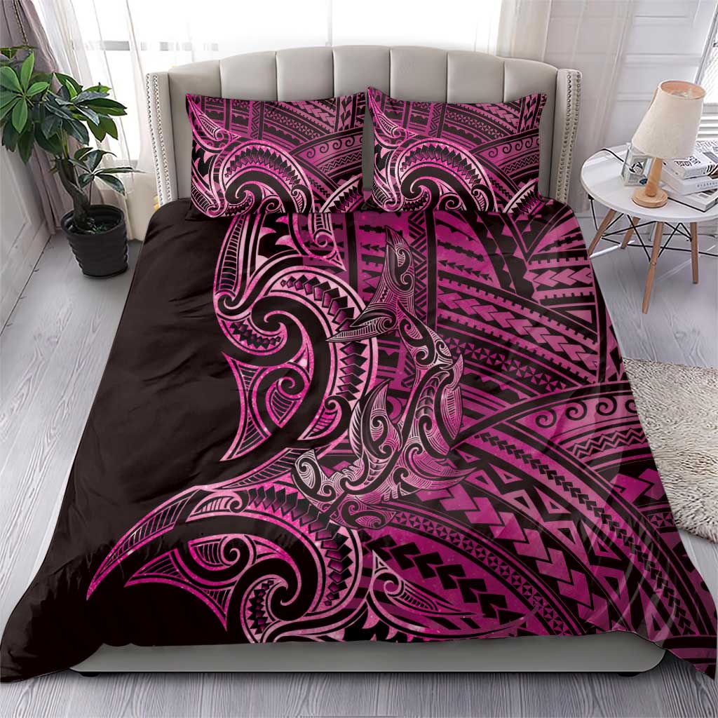 New Zealand Hammerhead Shark Bedding Set Maori Haehae Mangopare Pink - Aussie Hoodie