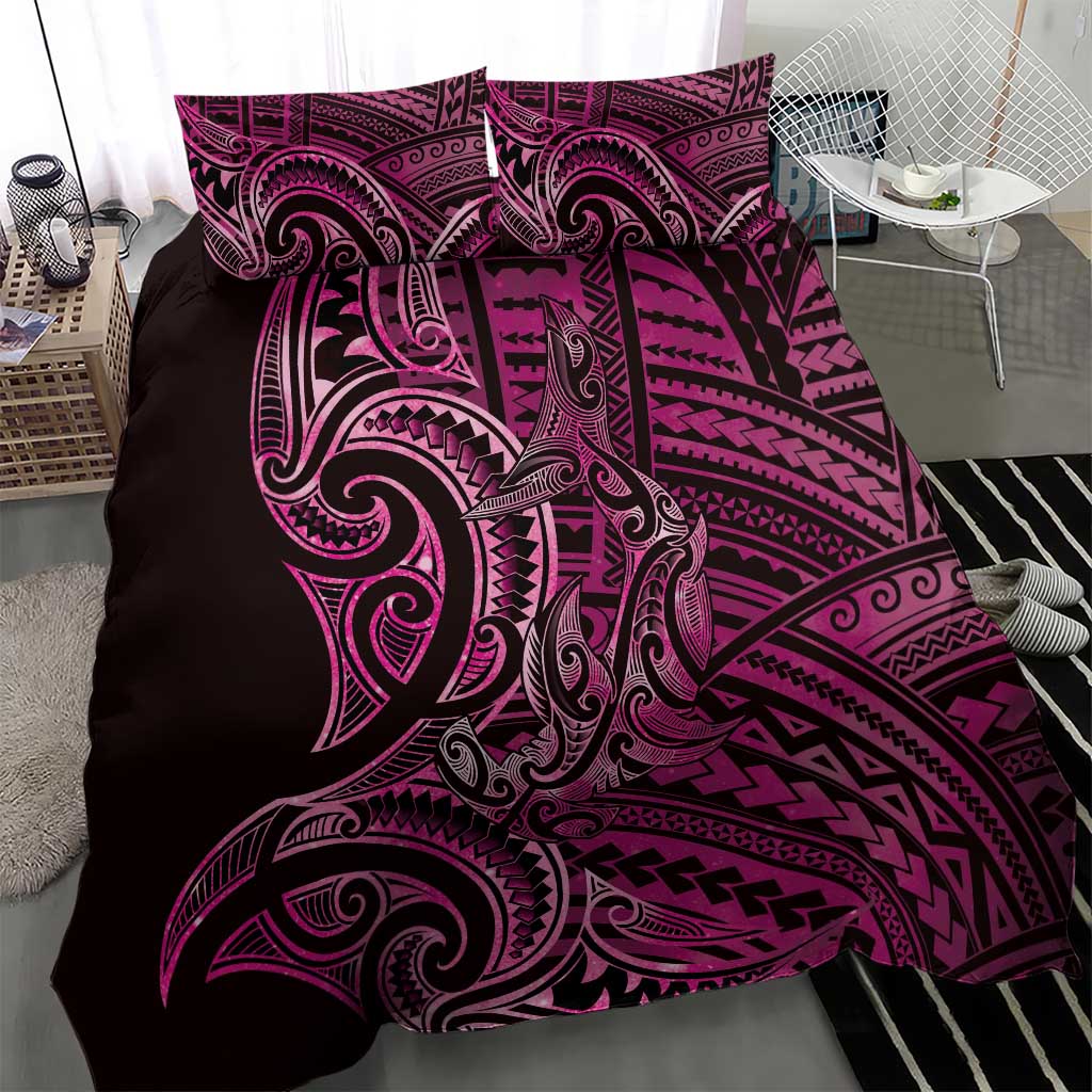 New Zealand Hammerhead Shark Bedding Set Maori Haehae Mangopare Pink - Aussie Hoodie