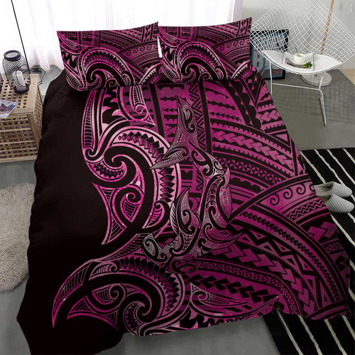 New Zealand Hammerhead Shark Bedding Set Maori Haehae Mangopare Pink - Aussie Hoodie