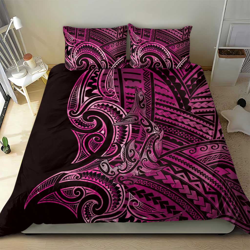 New Zealand Hammerhead Shark Bedding Set Maori Haehae Mangopare Pink - Aussie Hoodie