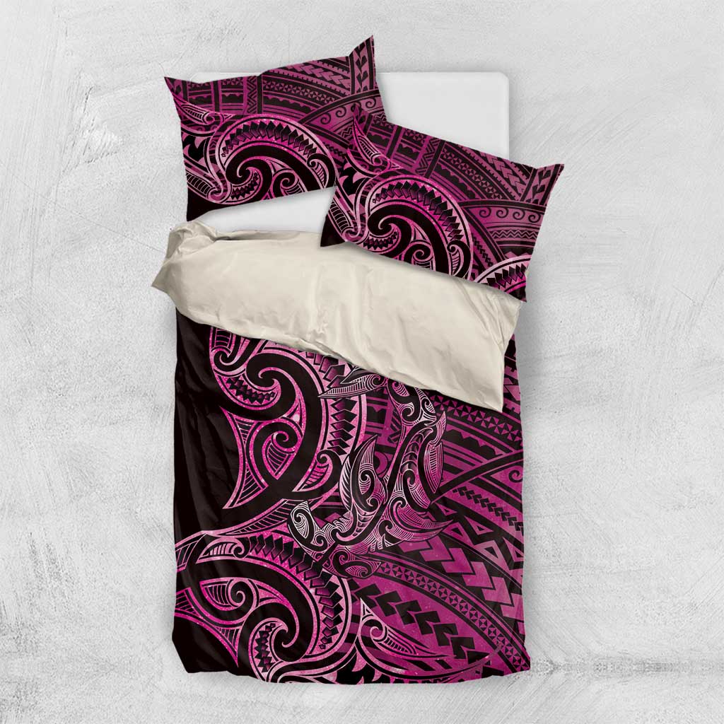 New Zealand Hammerhead Shark Bedding Set Maori Haehae Mangopare Pink - Aussie Hoodie