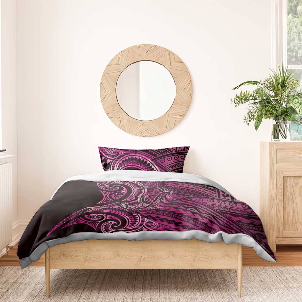 New Zealand Hammerhead Shark Bedding Set Maori Haehae Mangopare Pink - Aussie Hoodie