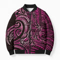 New Zealand Hammerhead Shark Bomber Puffer Jacket Maori Haehae Mangopare Pink - Aussie Hoodie