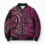 New Zealand Hammerhead Shark Bomber Puffer Jacket Maori Haehae Mangopare Pink - Aussie Hoodie