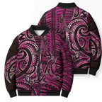 New Zealand Hammerhead Shark Bomber Puffer Jacket Maori Haehae Mangopare Pink - Aussie Hoodie