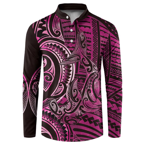 New Zealand Hammerhead Shark Button Sweatshirt Maori Haehae Mangopare Pink - Aussie Hoodie