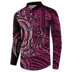 New Zealand Hammerhead Shark Button Sweatshirt Maori Haehae Mangopare Pink - Aussie Hoodie