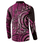 New Zealand Hammerhead Shark Button Sweatshirt Maori Haehae Mangopare Pink - Aussie Hoodie