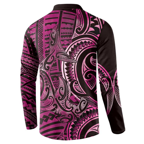 New Zealand Hammerhead Shark Button Sweatshirt Maori Haehae Mangopare Pink - Aussie Hoodie