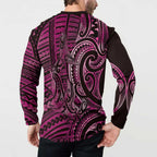 New Zealand Hammerhead Shark Button Sweatshirt Maori Haehae Mangopare Pink - Aussie Hoodie